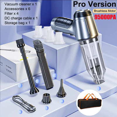 Wireless Handheld Car Vacuum Strong 95000PA Suction - Smarsty
