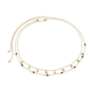 Beach Bikini Waist Chain with Rhinestone Pendant - Smarsty