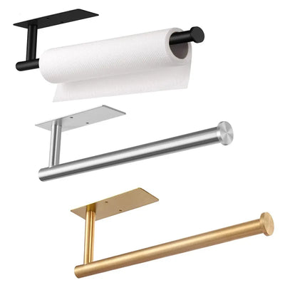 Paper Towel Holder Punch-Free Roll Paper Holder Kitchen Tissue Shelf Under Cabinet Fresh Film Tin Foil Holder Accessory by Smarsty
