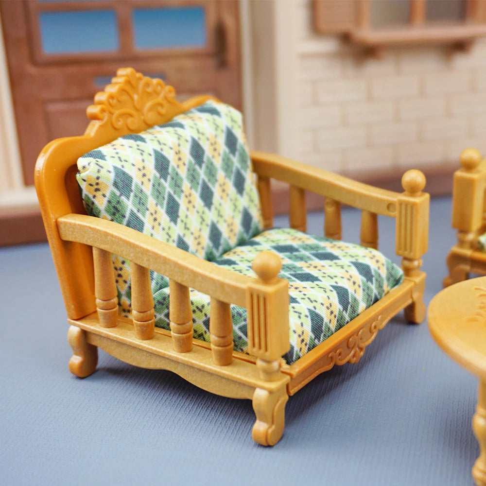 Dollhouse Furniture Kitchen Play Set Miniature Refrigerator 1:12 Mini Food Living Room Sofa Set Pretend Play Accessores Toy by Smarsty