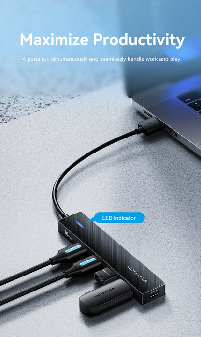 4 Port USB Hub USB 3 Gen 2 10Gbps LaptopCompatibleDevice