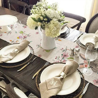Linen Easter Rabbit Table Runner for Spring Decor - Smarsty