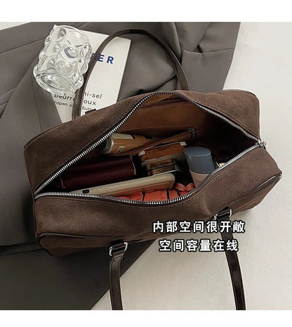 Casual Large Capacity Suede Shoulder Bag For Women Retro - Smarsty