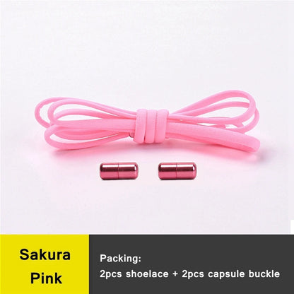 21 Colors No Tie Shoelaces Round Color Metal Lock Elastic Shoelace General For Children And Adults Sneakers Lazy Laces Unisex - Smarsty