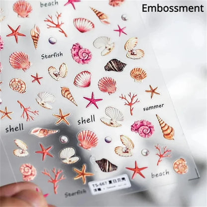 Summer Beach Nail Art Stickers with Ocean Designs - Smarsty
