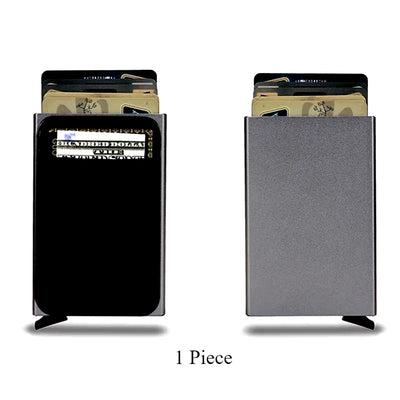 Rfid Smart Credit Card Holder Wallets Metal Slim Pop Up Minimalist Men Wallets Black Male Purse Money Bags Carteira Masculina - Smarsty