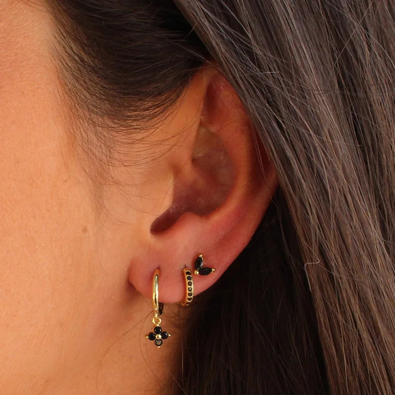 Green Zircon Flower Dangle Earrings Set for Women Fashion Jewelry - Smarsty