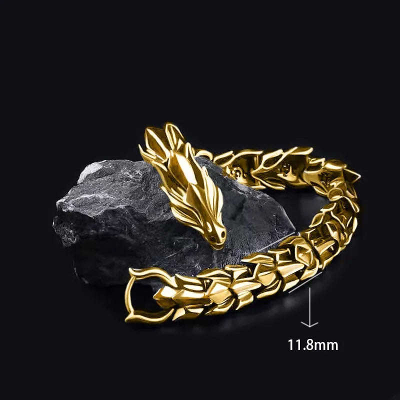Men's Viking Dragon Bangle Bracelet Vintage Punk Style - Smarsty