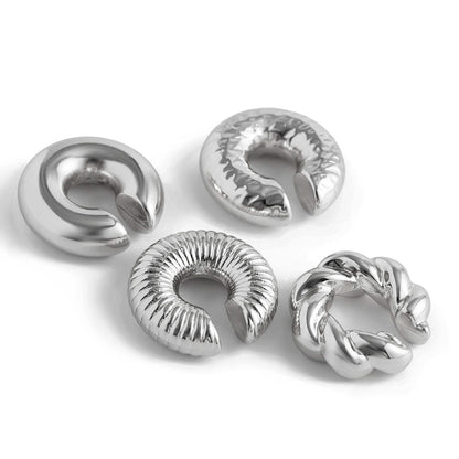 Ingemark 4Pcs Chunky Tube Clip Earrings for Women - Smarsty
