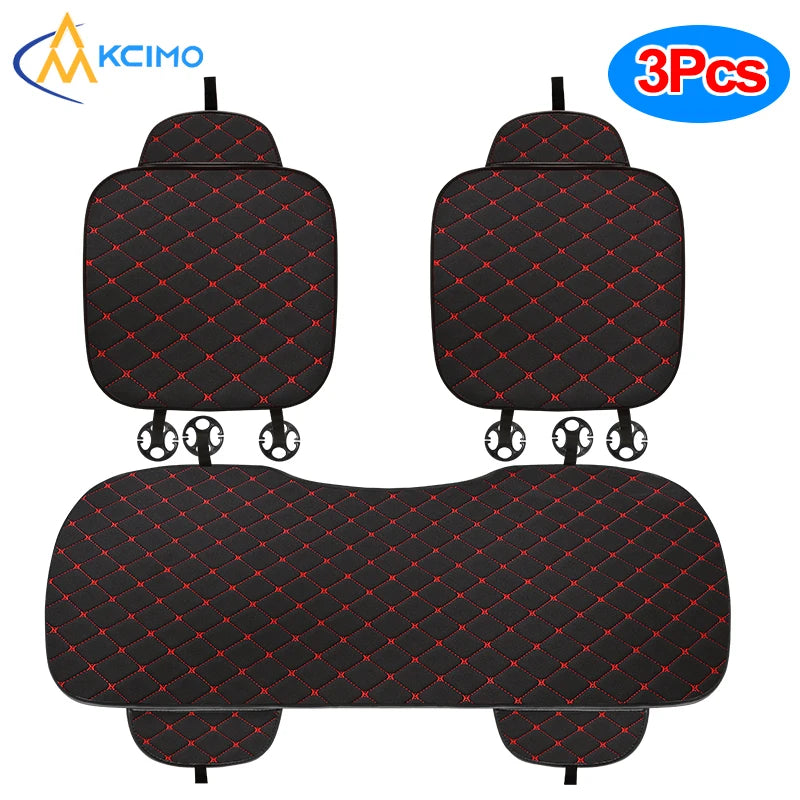 Cotton Linen Car Seat Covers Set Three Piece Universal - Smarsty