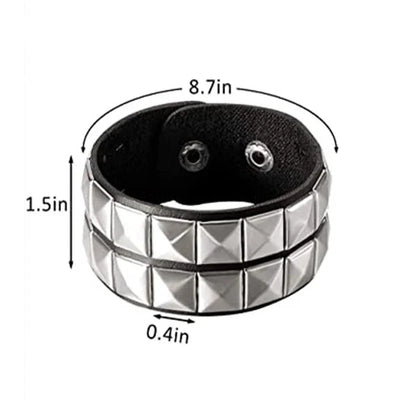 Punk Leather Bracelet with Metal Rivets for Men and Women - Smarsty