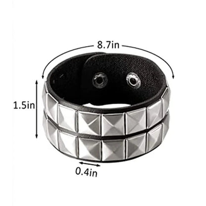 Punk Leather Bracelet with Metal Rivets for Men and Women - Smarsty