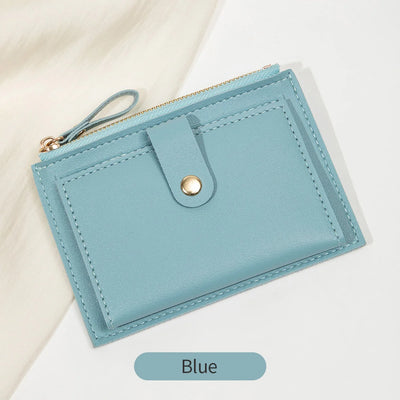 Minimalist and fashionable women's short card bag, ultra-thin mini PU leather zero wallet, women's credit card holder wallet - Smarsty