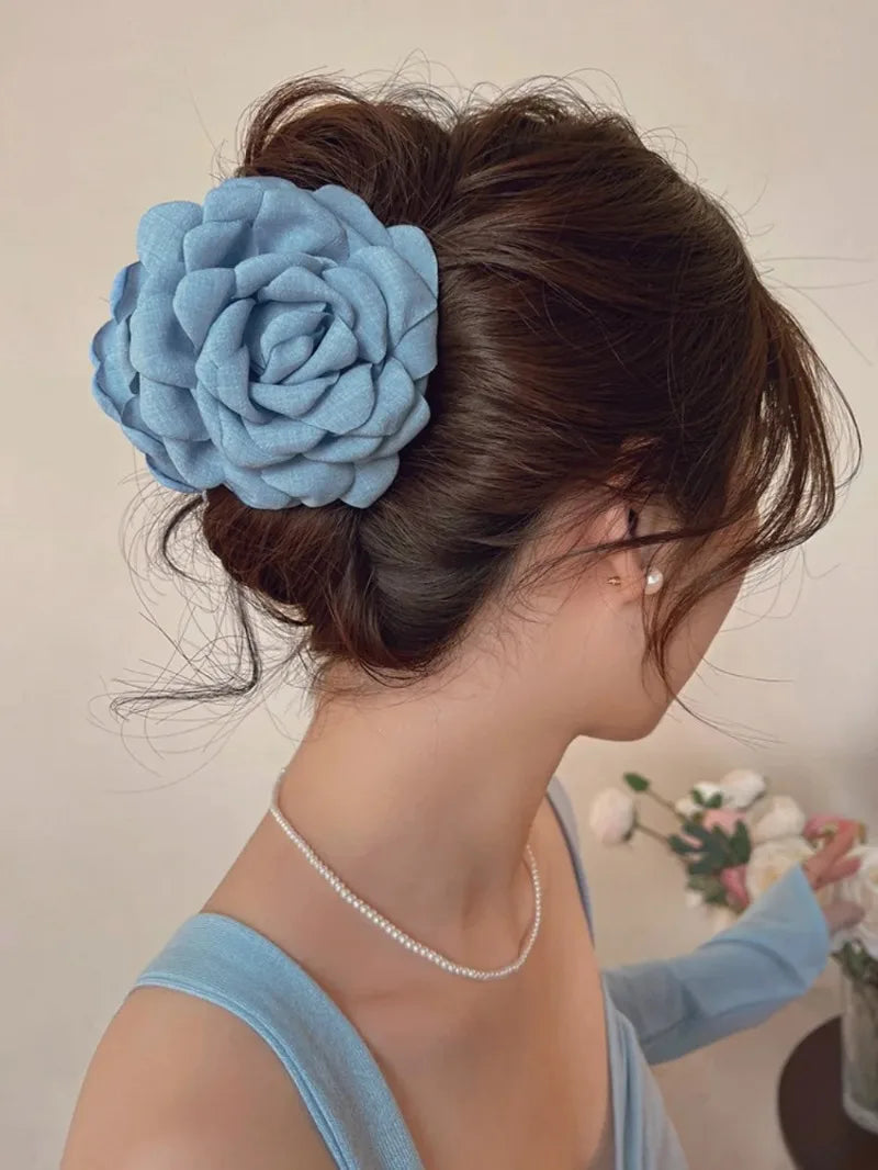 16 Color Rose Flower Hair Claw Clips Medium Secure Grip - Smarsty