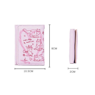 New Women Wallets Female Leather Purses Card Holders Graffiti Cat Portable Coin Purse Large Capacity Money Bag - Smarsty