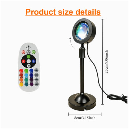 USB LED projector night light RGB sunset atmosphere night light, with remote control, used for room decoration photography