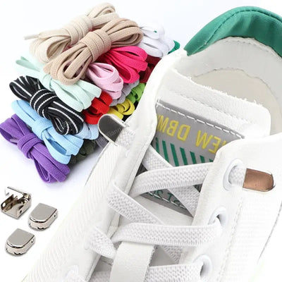 No tie Shoe laces Elastic laces Sneakers Flat Shoelaces without ties Quick Shoelace for Shoes Kids Adult One Size fits All Shoes - Smarsty