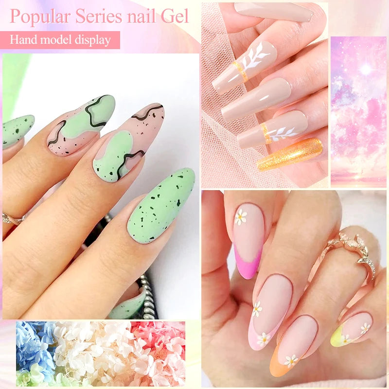 Macaron Series Gel Nail Polish Set with Glitter - Smarsty