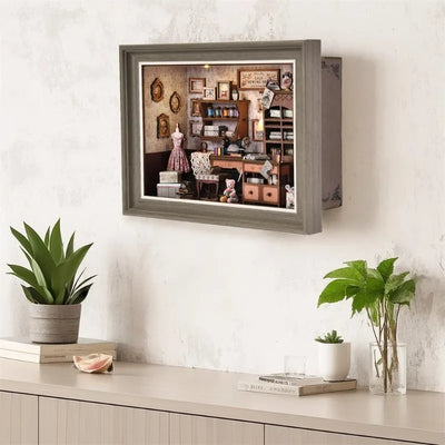 DIY Book Nook Kit 3D Miniature Wooden Doll House Photo Frame Ornament Bookshelf Insert Retro Booknook Decor For Birthday Gifts by Smarsty
