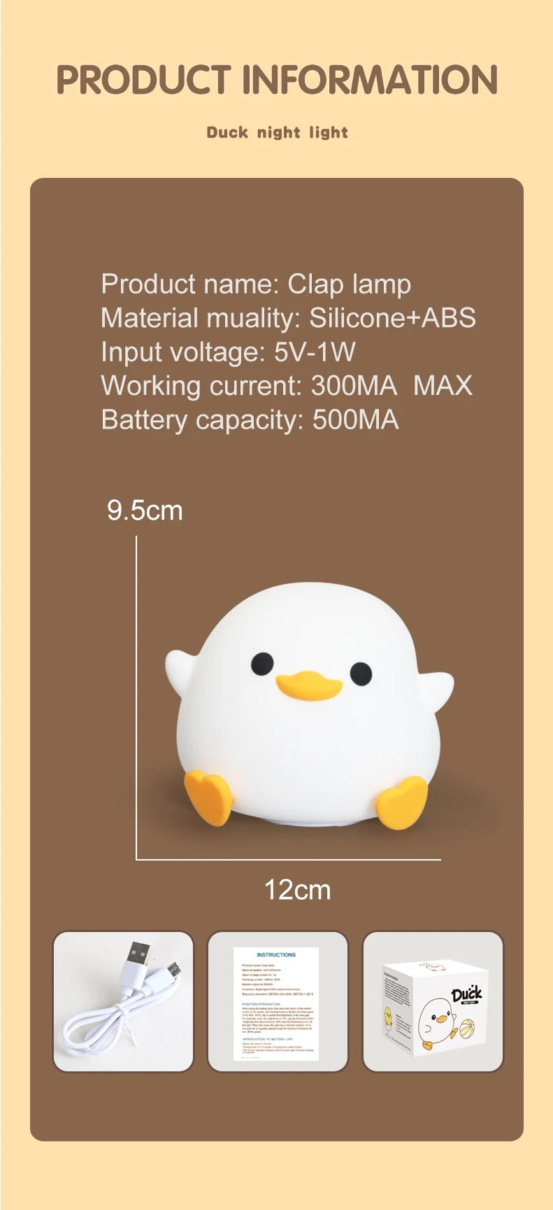 Cute Duck Night Light with Touch Sensor and Timer - Smarsty