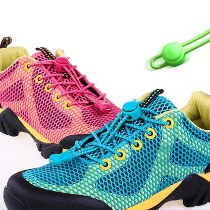 1 Pair 22 Colors Elastic Shoelaces Round Locking No Tie Shoe Laces Kids Adult Quick Lazy Laces Rubber Sneakers Shoelace T1 - Smarsty