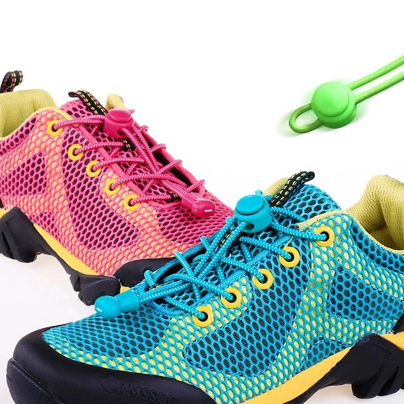 1 Pair 22 Colors Elastic Shoelaces Round Locking No Tie Shoe Laces Kids Adult Quick Lazy Laces Rubber Sneakers Shoelace T1 - Smarsty