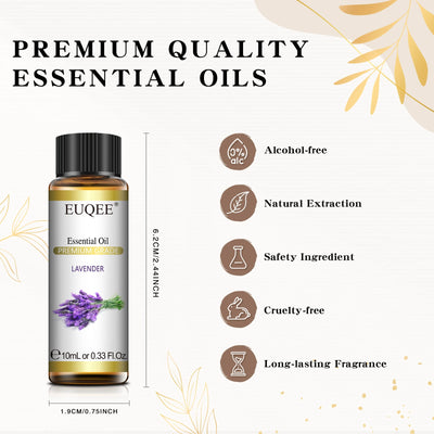 EUQEE 10ml Pure Natural Essential Oil Lavender Jasmine Eucalyptus Vanilla Sandalwood Sweet Orange Lemon Oregano Neroli Fragrance - Smarsty