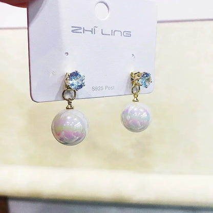 Pearl Long Earrings With Rhinestones For Wedding Fashion - Smarsty