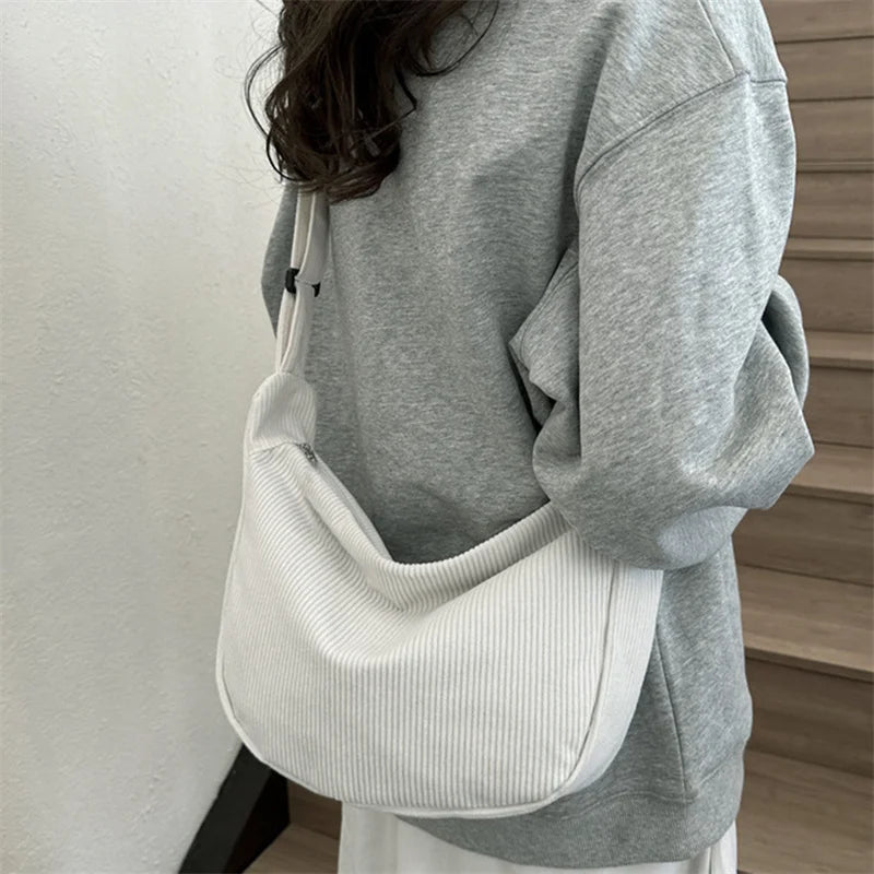 Corduroy Shoulder Bag Minimalist Crossbody For Women - Smarsty