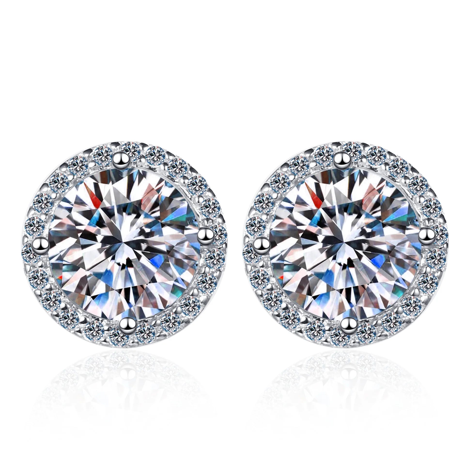 Sterling Silver Moissanite Stud Earrings 1 Carat Sparkle - Smarsty