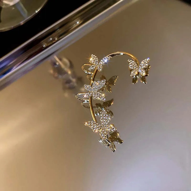 Luxury Crystal Butterfly Clip Earrings for Stylish Women - Smarsty