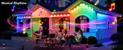 150ft 100ft 50ft Permanent Outdoor Lights Smart RGBIC Outdoor Lights with 75 Scene Modes String Lights with 90 LEDs for Garden