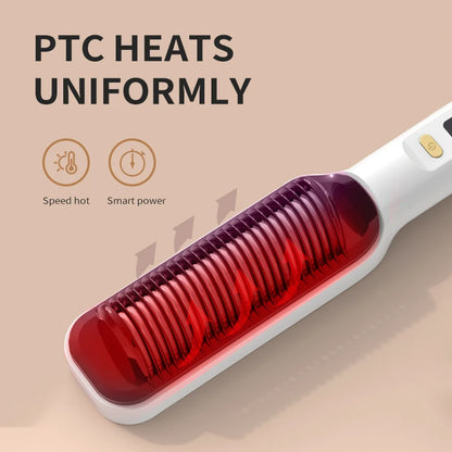 Electric Hot Comb Quick Hair Straightener with Anti-Scalding Feature - Smarsty