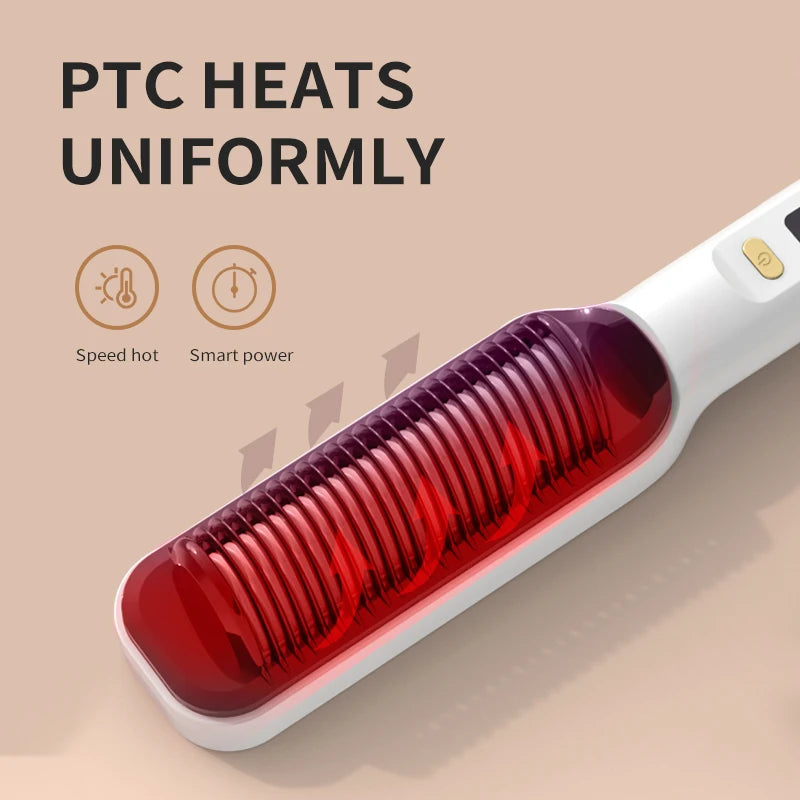 Electric Hot Comb Quick Hair Straightener with Anti-Scalding Feature - Smarsty