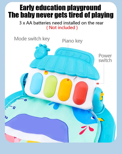 Baby Fitness Stand Music Play Gym Activity Toys Newborn Piano Crawling Blanket Pedal Game Pad Early Education 0-36 Months Gifts by Smarsty