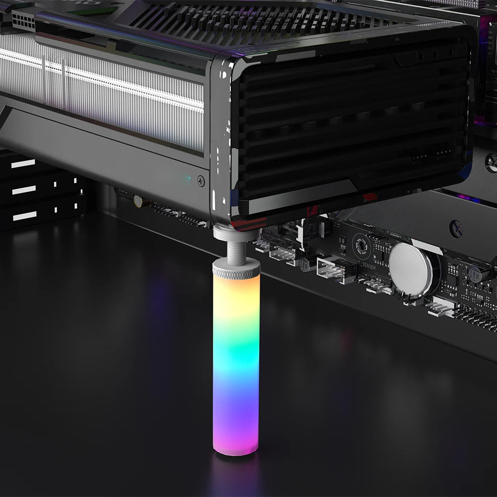 5V 3Pin ARGB Graphics Card Brace GPU Support Bracket Adjustable Telescopic Rotary Screw Aluminum Alloy for Vertical GPU Holder