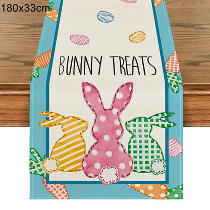 Linen Easter Rabbit Table Runner for Spring Decor - Smarsty