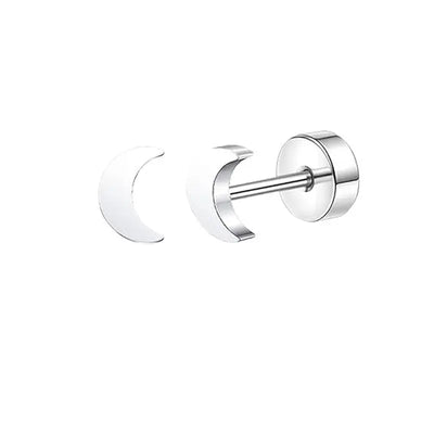 Stainless Steel Heart Moon Ear Studs Screw Back Cartilage - Smarsty