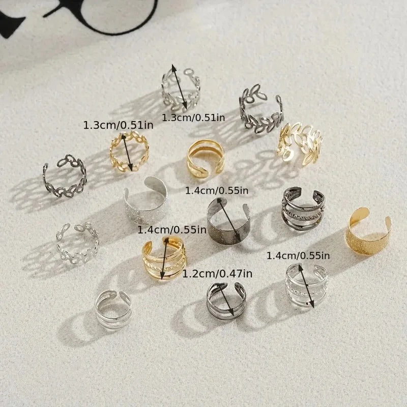 Hollow Leaf Design Clip On Earrings Set for Trendy Women - Smarsty