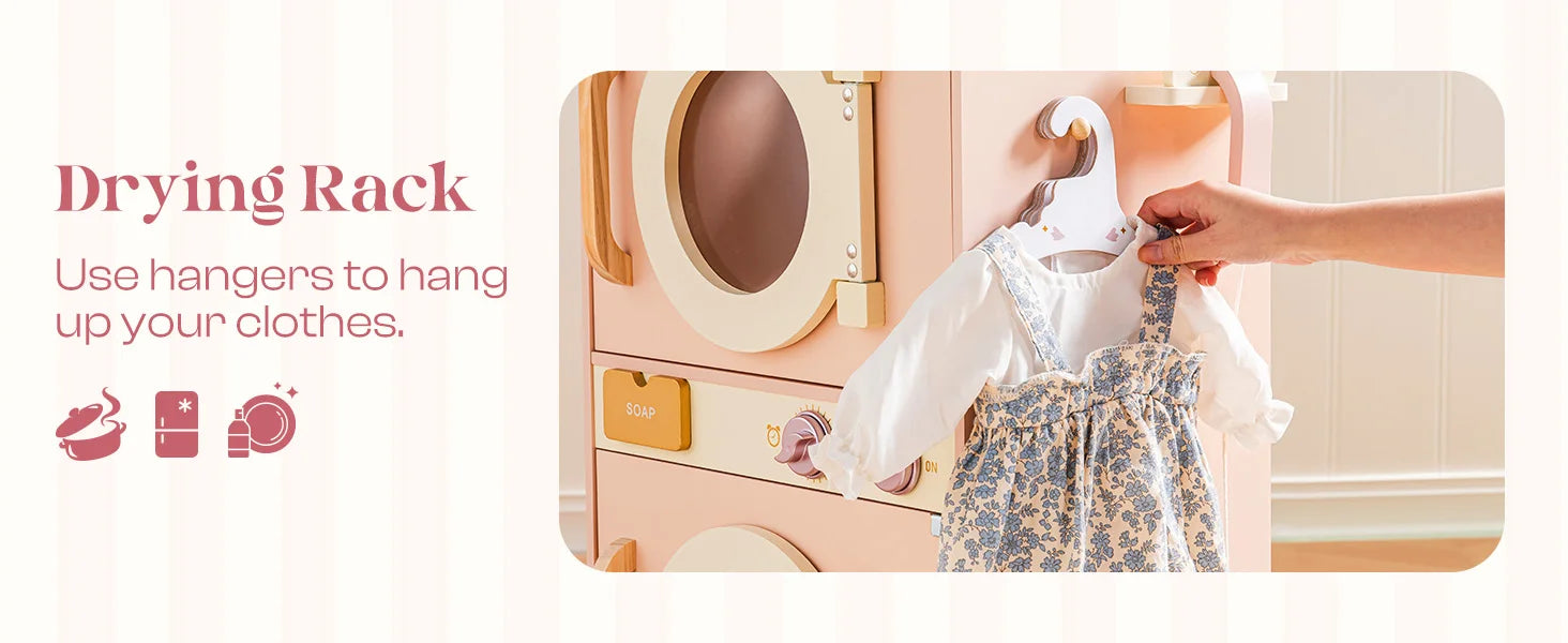 Robotime Robud Kids Corner Kitchen Playset Wooden Play Kitchen Set with Realistic Sound Pretend Play Gift for Boys Girls Pink by Smarsty