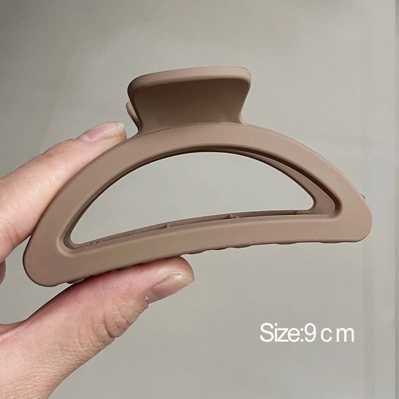 Korean Coffee Beige Acrylic Geometric Hair Claw Clip Large - Smarsty