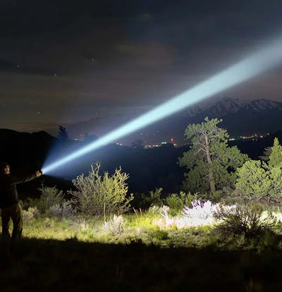 Rechargeable LED Flashlight Zoomable Torch with COB Side Led 7 Modes Waterproof High Power Hand Light Outdoor Wilderness Camping by Smarsty