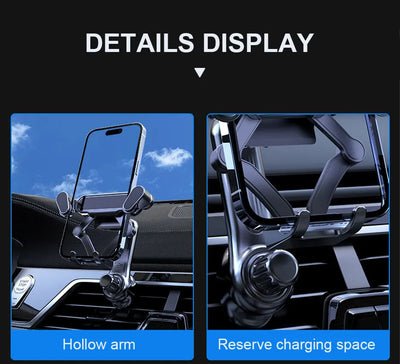 BLALION Car Phone Holder Gravity GPS Support 360 Degree Rotatable Anti Shaking Car Air Vent Mount For IPhone Pro Xiaomi Samsung - Smarsty