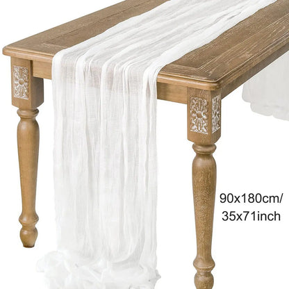 Sage Semi-Sheer Gauze Table Runner for Elegant Dining - Smarsty