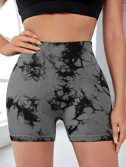 High Stretch Butt Lifting Tie Dye Fitness Shorts Women High Waist Summer Sport Yoga shorts Outdoors Sportwear