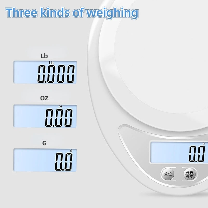 Portable Digital Food Scale with LED Display 5kg Capacity - Smarsty