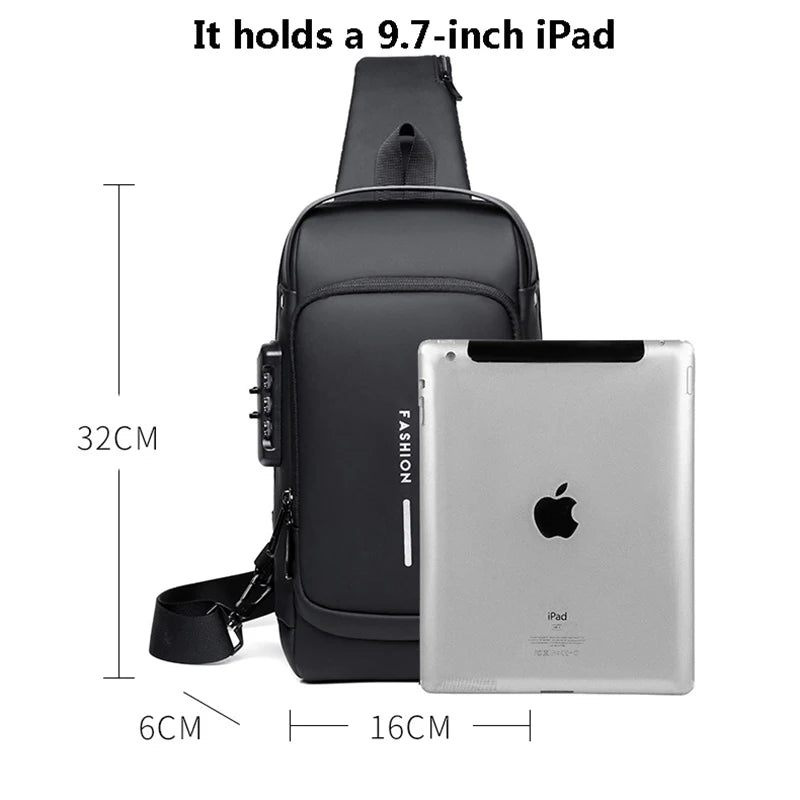 Anti Theft Chest Bag USB Charge Crossbody Sling Pack - Smarsty