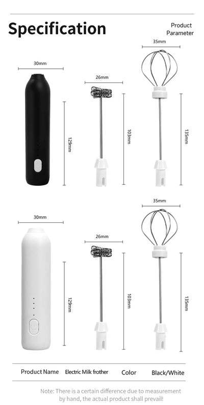 HOT  Electric Milk Frother + Egg Beater Wireless Type-C Charging 3 Speeds Mini Handheld Foam Maker Coffee Whisk Cooking Tools - Smarsty
