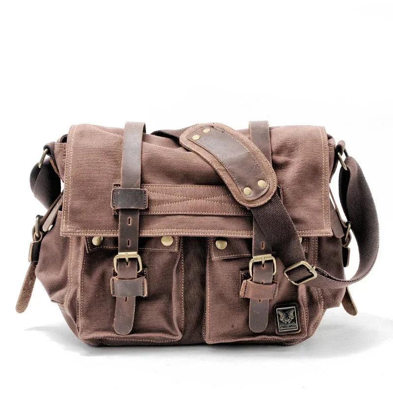 Muchuan Canvas Leather Messenger Bag For Men Laptop Case - Smarsty
