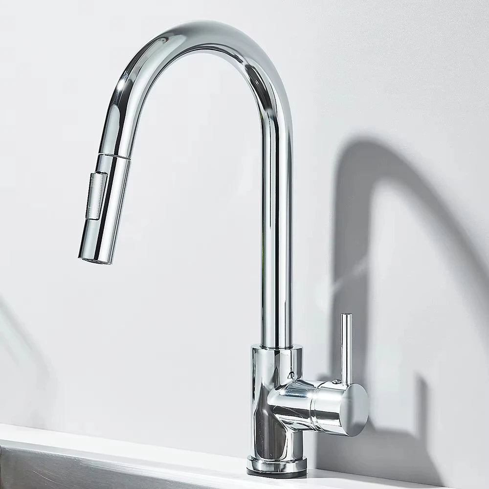 304 Chrome Kitchen Faucet with Pull-Out Spray Feature - Smarsty